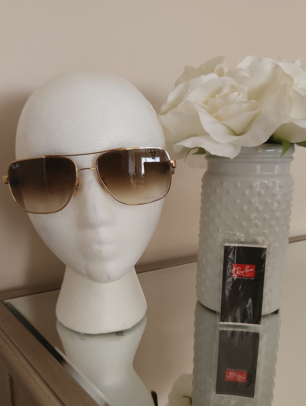 Ray-Ban Caravan Gold Frame Brown Gradient Aviator Sunglasses